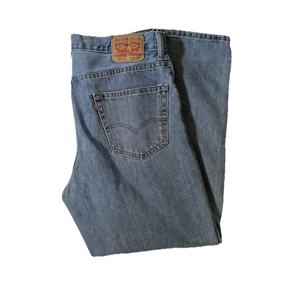 Levis 550 Relaxed Fit Mens Stonewash Blue 36x30 Classic Rocker Normcore Preppy‎